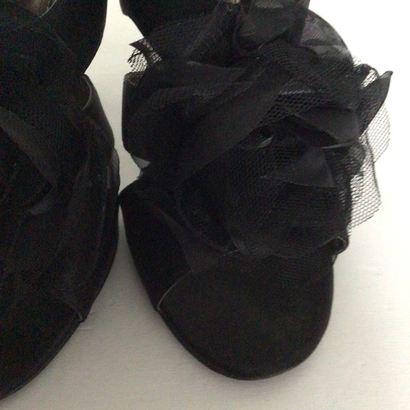 NINA BLACK SATIN STRAPPY SLINGBACK HEELS SIZE 8.5 CARLINA - Picture 7 of 14